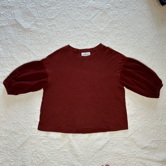 Anthro Top w/Gauze Sleeves - Rust - Picture 13 of 13